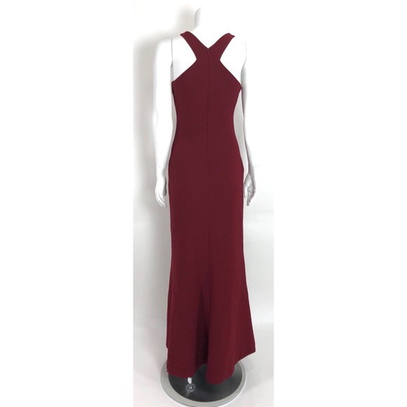 Likely Kingsbury Garnet Long Crepe Evening Gown Dress with Front Slit - Picture 8 of 15